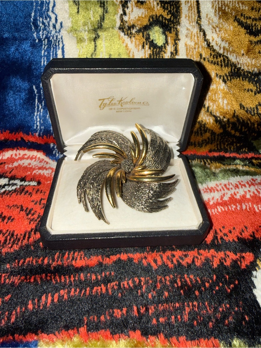 Gold-Tone and Silver-Tone Swirl Brooch - Stamped ART